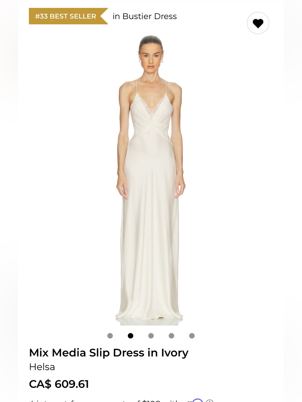 HELSA Mix Media Slip Dress in Ivory - Picture 2 of 7